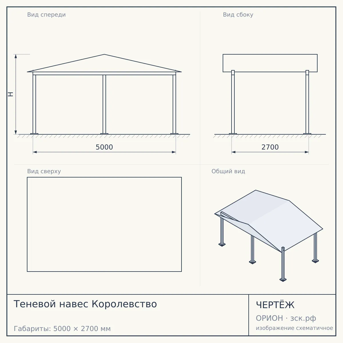 Теневой навес Королевство — чертёж